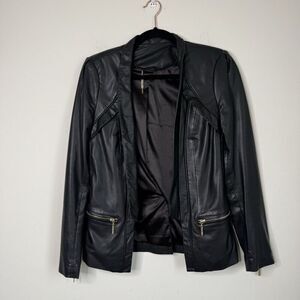Marciano Guess Vintage Black Lamb Leather Jacket Womens Small Moto Biker Short